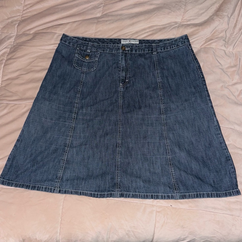 Tommy Hilfiger Womens A-Line Denim Jean Skirt Size 18
